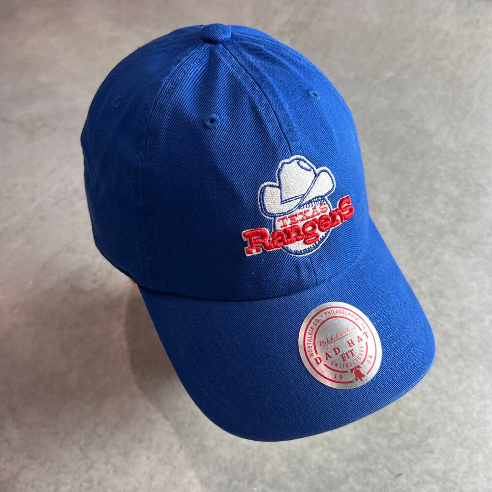 Texas Rangers Mitchell & Ness Clean Up Adjustable Blue Hat Baseball Dad Cap OSFA